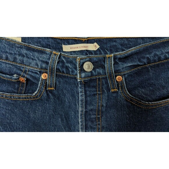 Levis Jean Shorts  Womens 27  Button-Fly High-Rise Cut Off Wedgie Straight Denim - Picture 5 of 8